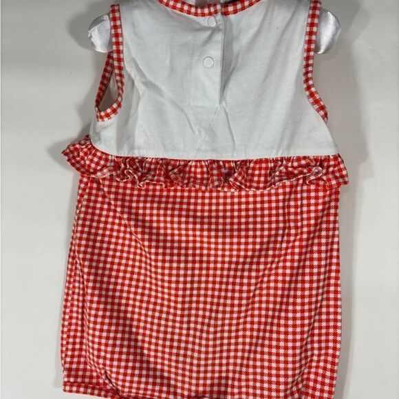 Checkered orange and white Romper 6-12 months - Picture 2 of 4